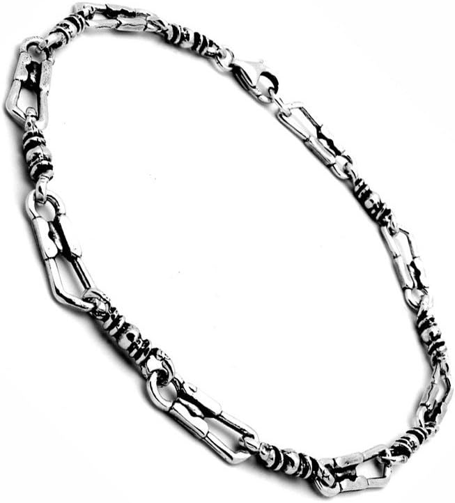 Blue Apple Co. Fisherman Link Bracelet Chain Solid 925 Sterling Silver Oxidize Design Cross