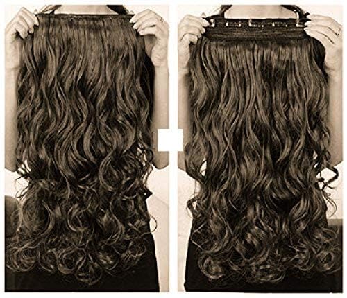 Image of Artifice 5 Clip 24 INCH Curly Wavy Hair Extension Natural Looking Synthetic Thick Hairs for Any Event Clip In For Styling Women and Girls BLICKISH BROWN
