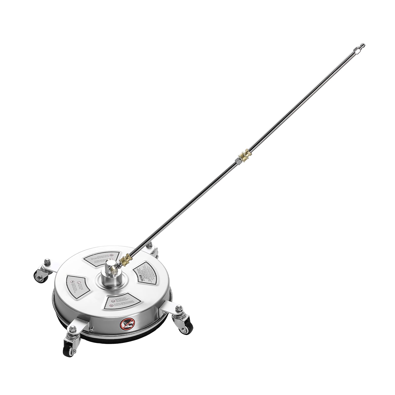 VEVOR Idropulitrice per Superfici in Acciaio Inossidabile con 4 Ruote, 275,8 Bar Max, Connettore Rapido da 1/4, 2 Ugelli a Spruzzo, 2 Lance Estese, per Cemento, Patio, Marciapiede 355,6 mm