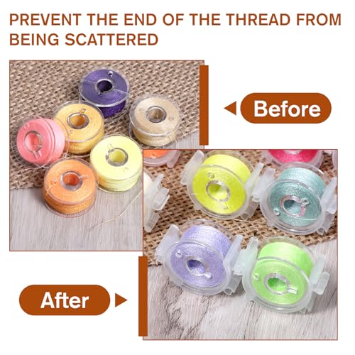 Image of Sewing Bobbin Clips, 50 Pcs Clear Bobbin Holder Plastic Sewing Tool Clip Accessory Thread Clamps Clips Holder Tool Spools Organizers for DIY Craft Embroidery