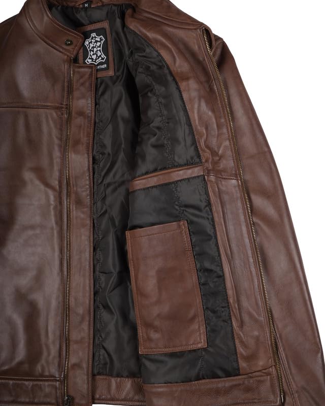 Image of Blingsoul Vintage Real Lambskin Leather Jacket For Mens - Moto Style Classic Shirt Collar Leather Jacket Men
