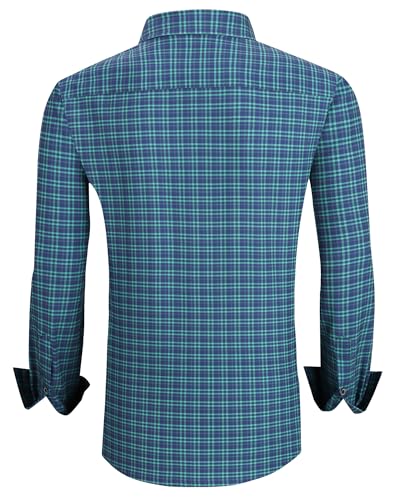 Alex Vando Mens Button Down Shirts Wrinkle Free 4-Way Stretch Print Business Casual Shirt
