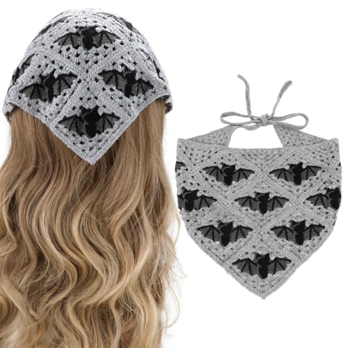 Bqsazhyj Gothic Crochet Headbands Bat Pattern Bandana For Women cover