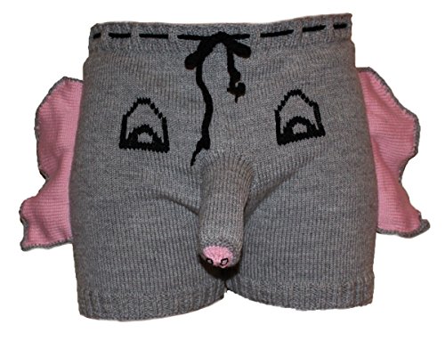 MySexyShorts Fun Gift for him Elephant Underwear Elephant Boxers Funny Men Shorts Sexy Boxers (M) Grey