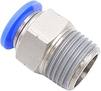 Vista 3 de Conexión de conexión de 1/2" OD x 1/2" macho NPT rosca, línea de agua recta macho neumática, conectores de empuje rápido (paquete de 4)