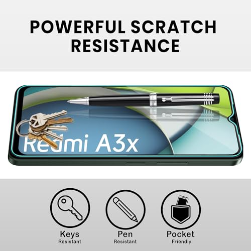 Image of ArmourPro Military Grade Gorilla Tempered Glass Compatible For Redmi A3x, A3, 12C and Poco C55 (6.79 Inch) With Easy Installation Kit for Smartphone| Edge To Edge Coverage | Black, Pack of 2