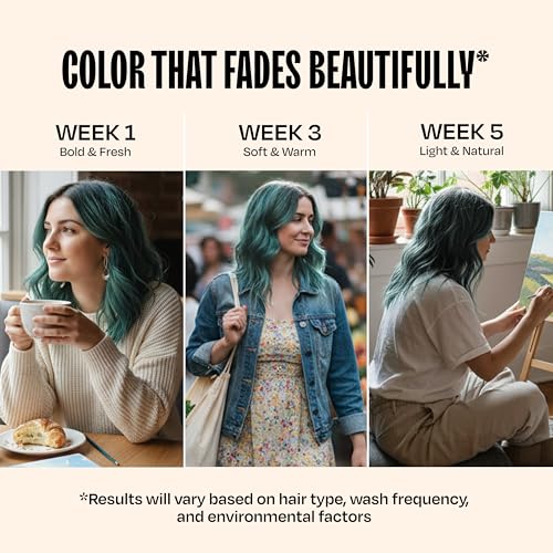 Image of Overtone Semi Permanent Hair Color Conditioner, Midnight Teal, 8 oz, Nourishing, Damage-Free, Color Depositing Mask for All Hair Types with Shea Butter & Coconut Oil, Vegan & Cruelty-Free