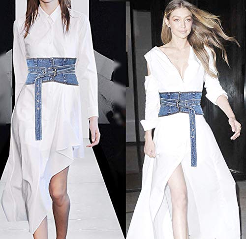 Women's Denim Waist Belt Retro Vintage Style Adjustable Wide Corset Cinch Belt for Women3