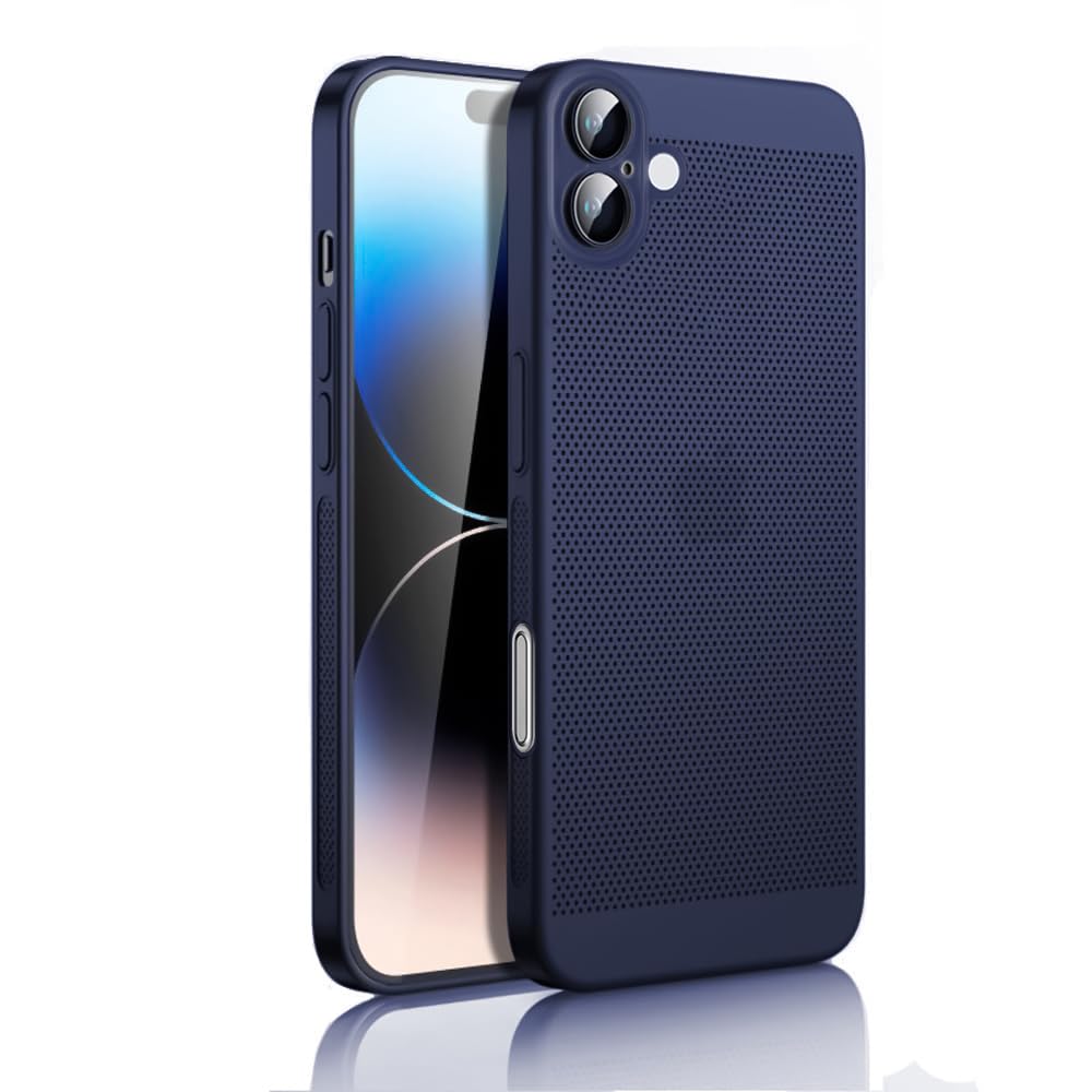Dl3 Mobilak Case For iPhone 16 6.1-Inch Heat Dissipation Case with Built-in Camera Lens Protector Slim Fit Breathable Cooling Anti-Fingerprint Hard PC Back Shockproof Cover