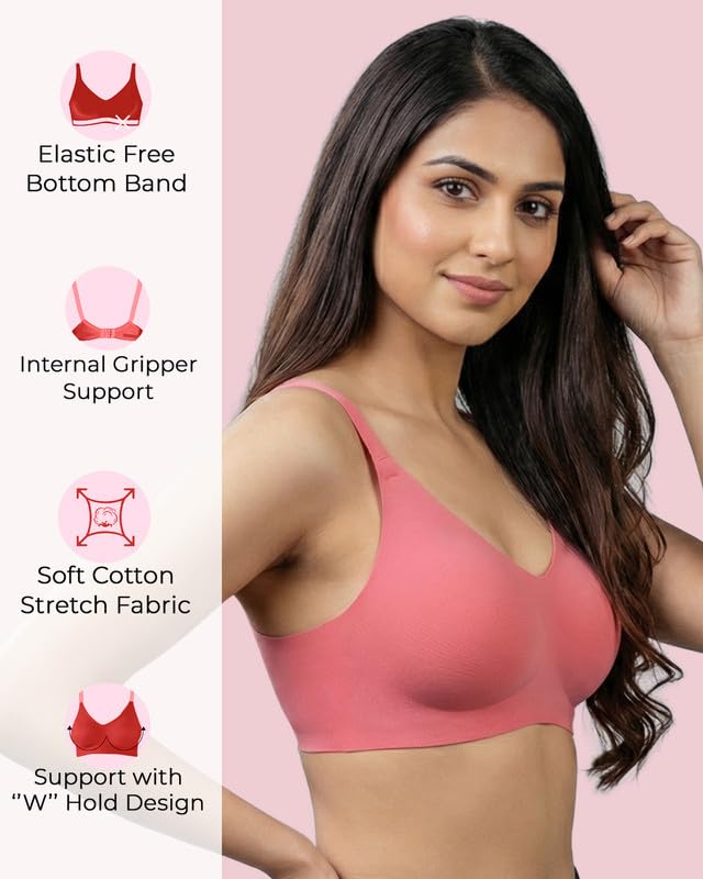 Image of Women's Cotton Padded Full Coverage Bonded Bra | Seamless T-Shirt Bra | Wire-Free | Breathable Cotton Fabric | Elastic-Free Bottom Band & Armholes | No Marks, No Digging | Pack of 1