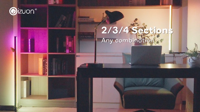 Image of 2 Pack Corner Floor Lamp - 57'' Tall RGB Lamp Modern Mood Lighting with 88 LEDs, Bluetooth App Control, and Sturdy Base for Effortless Setup