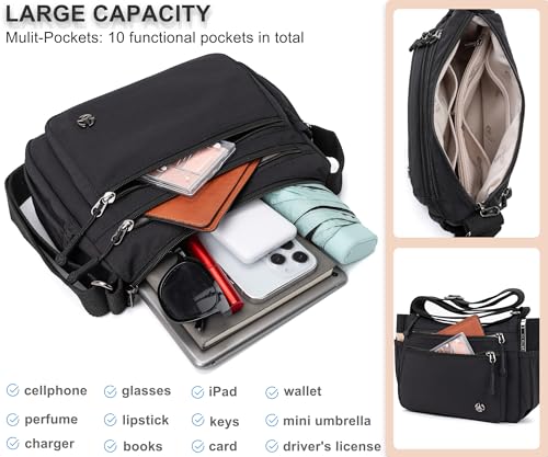 Image of Pealwel Casual Crossbody Bag with Anti Theft Pocket - Women Lightweight Water-Resistant Purse Bag