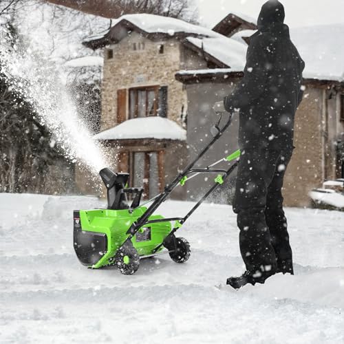 Suyncll 22\" Electric Snow Thrower, 15-Amp 3000RPM Corded Snow Blower with 180º Adjustable & Rotation Chute, 3W LED Electric Snow Thrower with 2 Wheels & Clean Shovel for Yard Driveway Path Floor