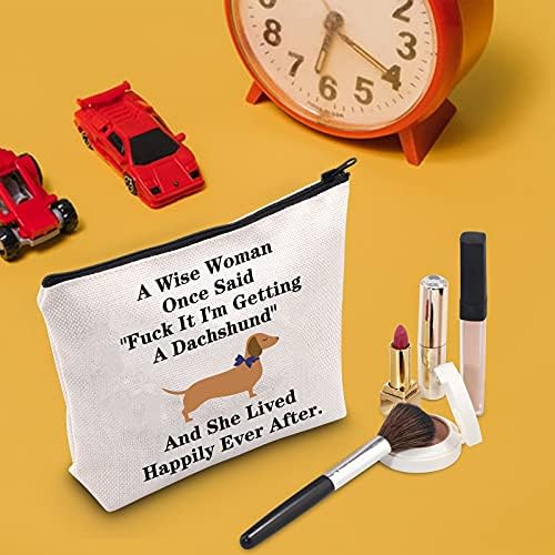 Dachshund Gift Pet Dog Makeup Bag A Wise Woman Once Said "Fuck it,I'm Getting a Dachshund" Gift for Dog Owner Cosmetic Bags (U.a Dachshund)