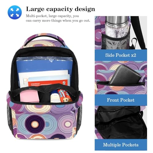 Sac à dos à disques violets parfait pour le collège et le lycée - 3