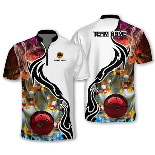 LASFOUR Personalized 3D Bowling Jersey Shirts, Custom Bowling Shirts Unisex for Men and Women, Bowling Shirts for Men Team