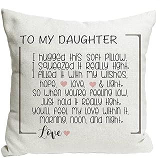 Daughter Gifts from Mum Dad, Gifts for Daughter Cushion Cover 18x18 Inch, Birthday Christmas Wedding Day Gifts for Daughter