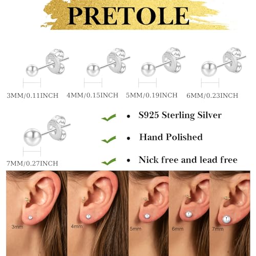 PRETOLE 8 Pairs Sterling Silver Stud Earrings for Women,14K Gold Plated Stud Earrings Set for Women Hypoallergenic Stud Earrings Cubic Zirconia Stud Earrings Small Stud Earrings for Women3