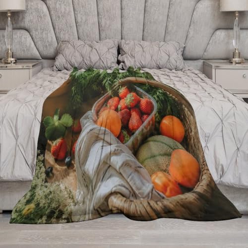 TBDUEPS Basket with Fresh Fruits and Greens Plaid Doux pour la Maison – vue 5
