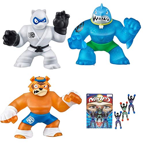 Heroes of Goo Jit Zu - 3 Pack of Super Stretchy Action Figures - Thrash, Pantaro, Tygor