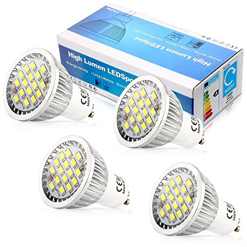 ELINKUME GU10 LED Bulbs, Cold White 6000K, 6W 720LM, 60W Halogen Spotlight Bulb Equivalent, Energy Saving GU10 LED Light Bulbs, 38°Beam Angle, Non Dimmable, Pack of 10