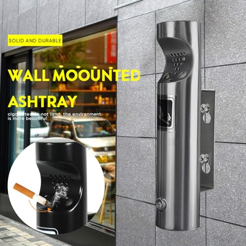Cenicero de pared, diseño con cerradura para uso en exteriores, ahorra espacio, con tornillo de expansión para bares, oficinas, restaurantes, cafeterías