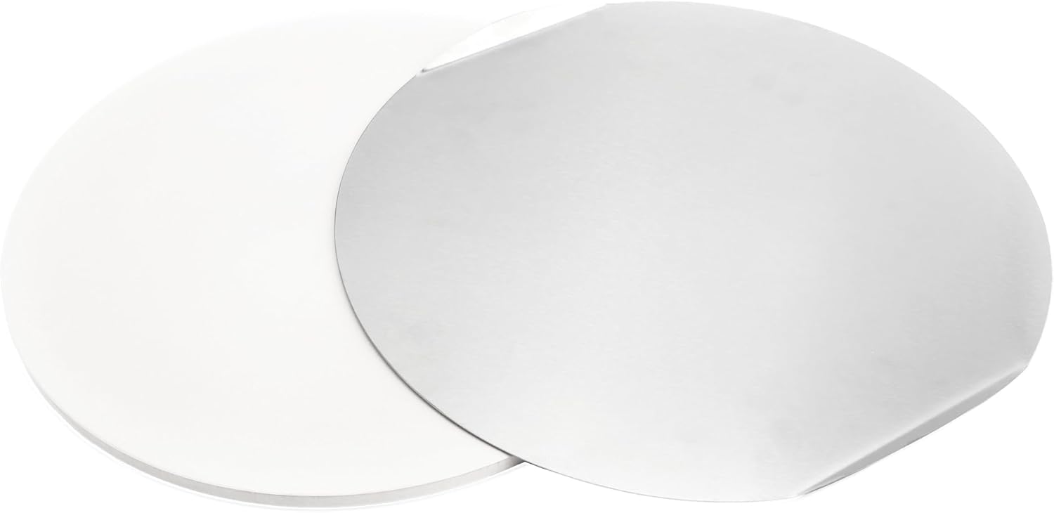 Amig - 2-Piece Pizza Stone Set for Grill - 33 x 33 cm - White - Made of Aluminum and White Cordierite - Use in Oven and Barbecue - Mod. AM27