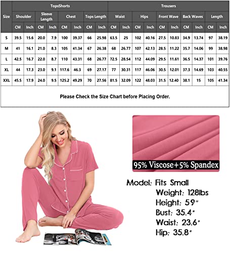 Image of SWOMOG Women Pajama Sets Two-Piece Nightwear Short Sleeve Sleepwear Button Down Pj Lounge Sets with Long Pants