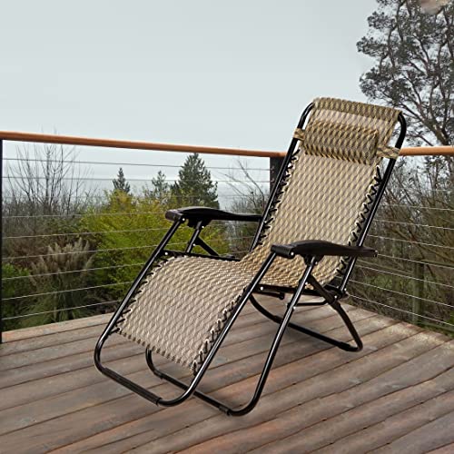 Image of STAR WORK Stainless Steel Zero Gravity Chair, Lawn Chair Recliner Lounge, Portable Camping Folding Beach Chair With Removable Pillow (Roon Diamond)