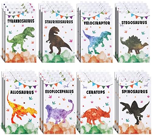 24 Pieces Mini Notebooks for Kids Mini Dinosaur Notebooks Notepad for Kids Dinosaur Party Favor Carnival Goodie Bag Stuffers Journal Notepad Classroom Rewards Supplies for Dinosaur Birthday Party