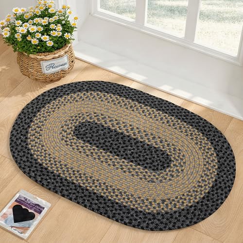 Tapete oval tejido RCTJHOME 60x90 cm polipropileno miniatura 1