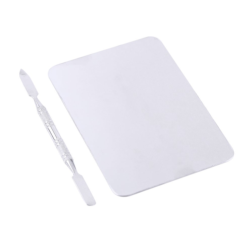 Mixing Palette Small Stainless Steel Makeup Palette Rectangle Shape Foundation Mixing Plate Tools With Spatula Nail Art Palette for Blending Cosmetic Foundation Shades-image-4