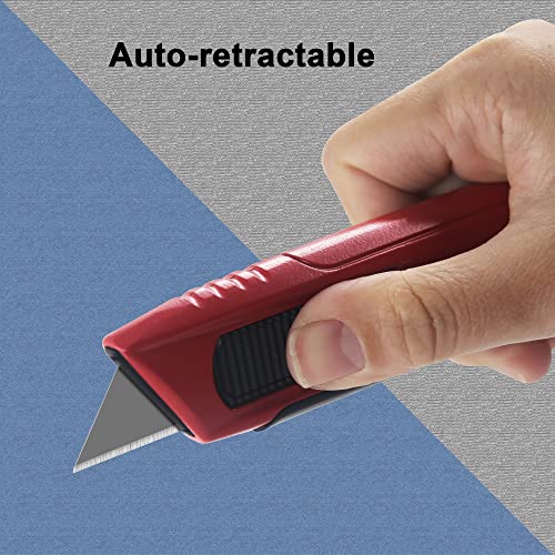 Xw Auto-Retractable Safety Box Cutter, Aluminum Alloy Utility Knife Self-Retracting, 2-Pack #TOP1