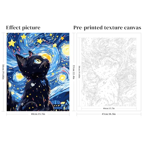 QUITEDEW Paint by Numbers Kit for Adults Cat, Animals Oil Painting Gifts Arts Crafts for Home Decor 16x20 Inch (Starry Sky Cat) — view 2