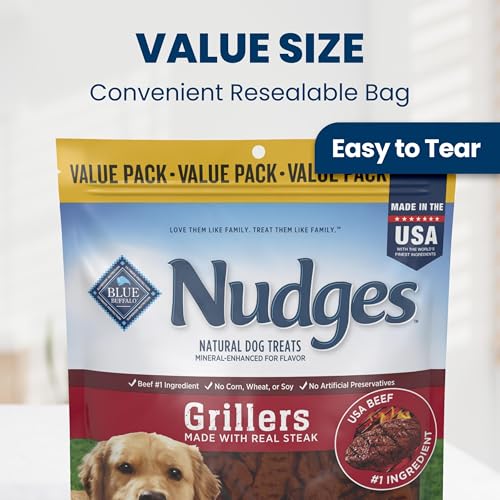 Blue Buffalo Nudges Steak Grillers Natural Dog Treats, Meaty Dog Snacks, Healthy Reward or Training Treat, Made in the USA with Real Beef, No Artificial Preservatives, 36 oz. - Image 5