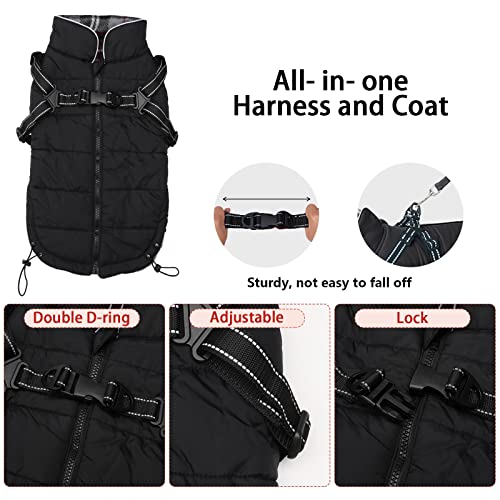 Warm Pet Dog Coats and Jackets,Waterproof Reflective Pet Dog Harness Vest Winter Puppy Clothes with Chest Strap - Image 3