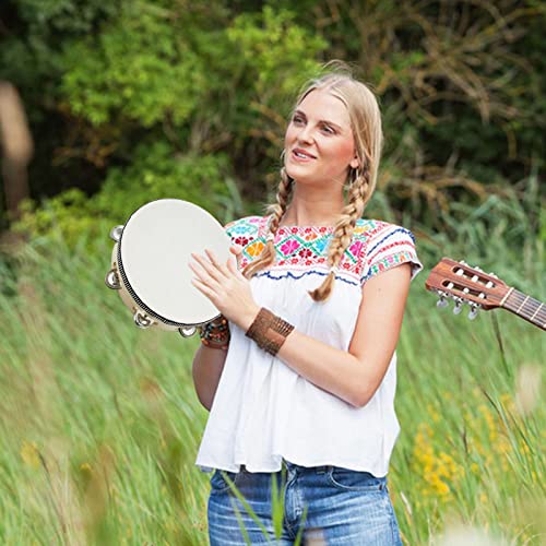 image for 2 pcs 10 inch Tambourine, DaKuan Tambourines for Adults and Tambourine