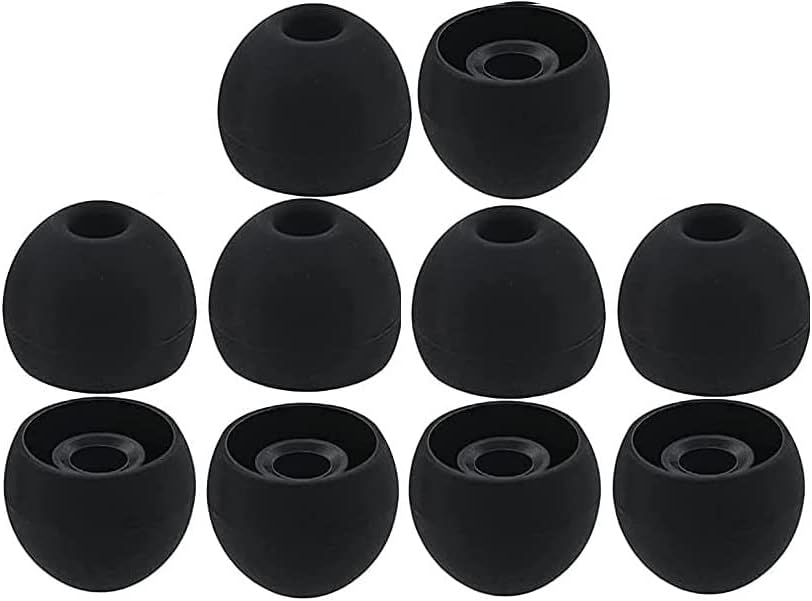 REDWIND Replacement Earphone Silicone Rubber Medium Size 5 Pair Caps for Realme Boat Oppo Vivo Samsung One Plus Airpods, Earbuds, Bluetooth Neackband(10pcs Eartips) (Black 10 Pcs)