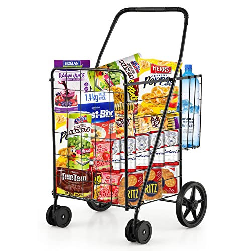 Goplus FSC-01 Jumbo Folding Shopping Cart With Rolling Swivel Wheels thumb #6