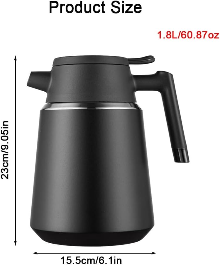 LEIYTFE Hot Coffee Bottle 1.8L Thermal Teapot Household Double Walled Kettle,Double Walled Vacuum Insulated Coffee Pot with Press Button Top,Removable Tea Filter(Red)