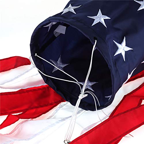 Aosivm 60 Inch American Flag Windsock Outdoor Embroidered Stars & Stripes 40 Inch USA Flags Patriotic Decorations Fade Resistant USA Decorations(2 Pack)-Windsock Outdoor Hanging (40 Inch) - Thumbnail 3