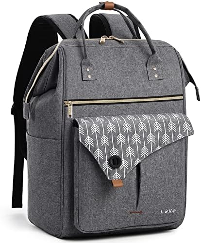 Lekesky Laptop-Rucksack für Damen mit 17.3-Zoll-Laptopfach, Grau | Wasserabweisender Arbeitsrucksack mit großer Öffnung und Anti-Diebstahl-Fach, auch als Schulrucksack für Uni, Bür