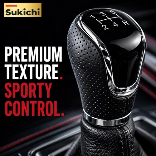 Image of Medirich Lifesciences SUKICHI Premium Gear Shift Knob for Manual Cars | Universal Anti-Slip Gear Lever | Sporty Car Interior Accessory (Five Speed Dotted, Black)