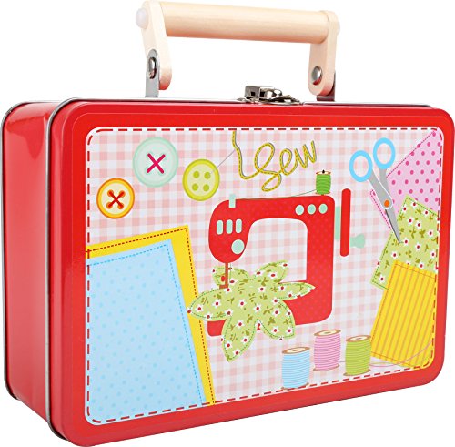 small foot 3921 Kinderkoffer "Nähset", inkl. Stoffe, Schere, Nadeln, Knöpfen und Perlen aus Holz, uvm, ab 3 Jahren – Bild 3