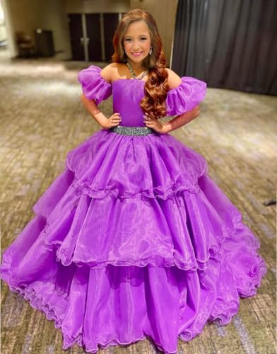 Pageant Dresses for Girls Pageant Dress Puff Sleeves Organza Sequin Dress Birthday Party Girls Ball Gown2