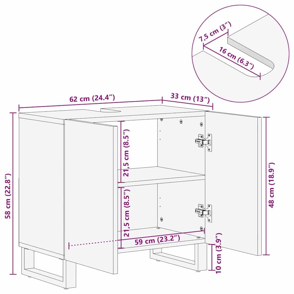 vidaXL Szafka pod umywalkę Biały 62 x 33 x 58 cm Drewno inżynieryjne