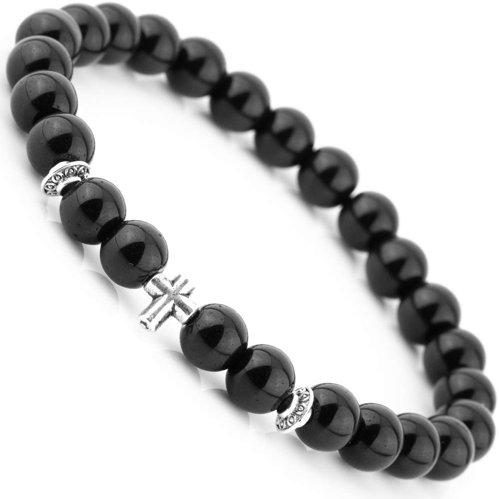 Soul StatementWood Beaded Cross Bracelet for Men: Confirmation Gifts for Boys First Communion Religious Cross Statement