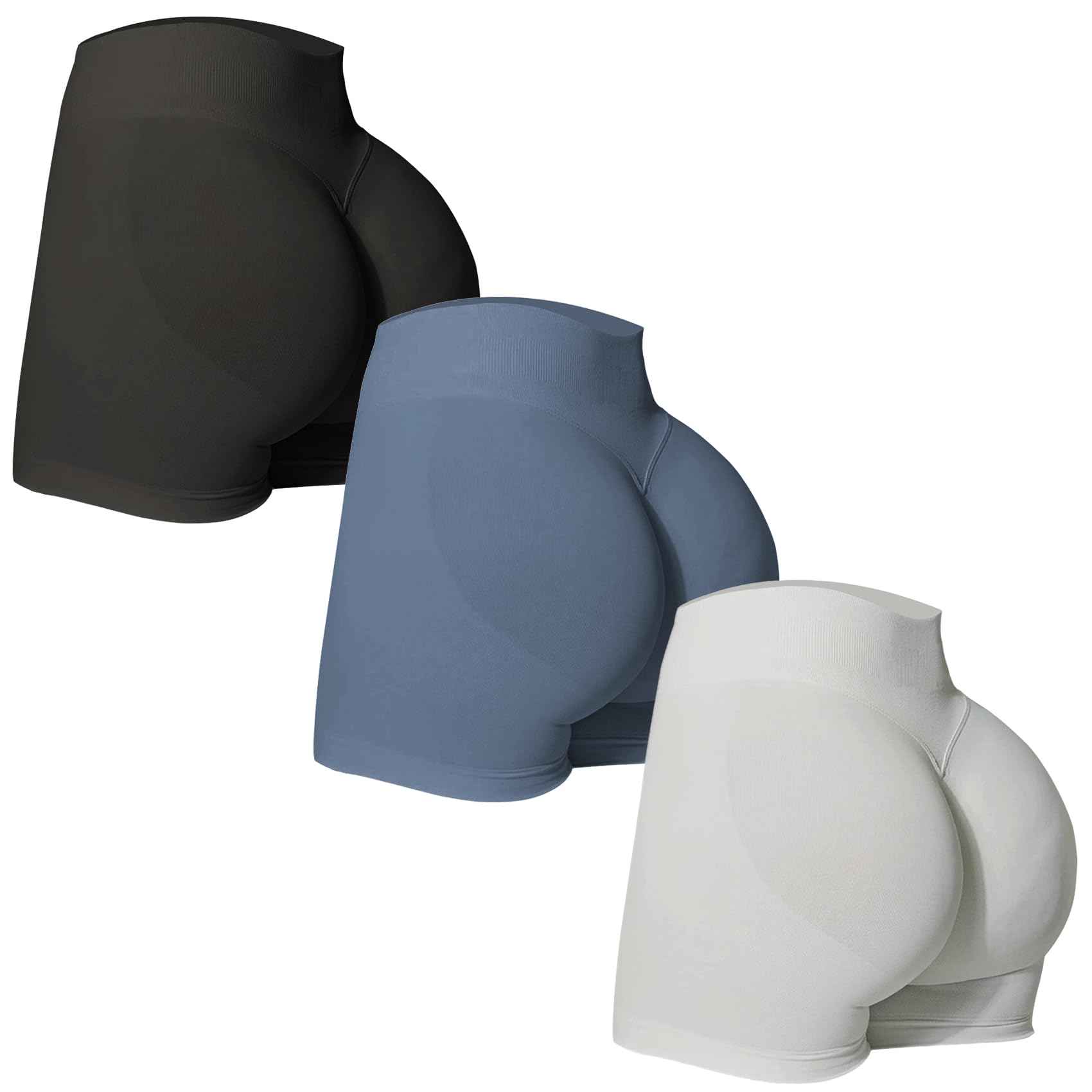 3 Piece Workout Shorts Womens Scrunch Butt Lifting Impact Shorts Seamless Yoga Gym Boom Booty Short Running Pants