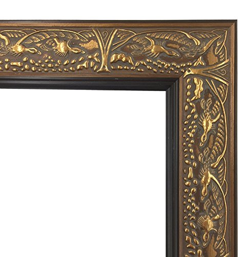 ImpactInt Ancient Primitive Symbolic Tribal Abstract Pattern Motif with Gold Ducks Picture Frame (8x