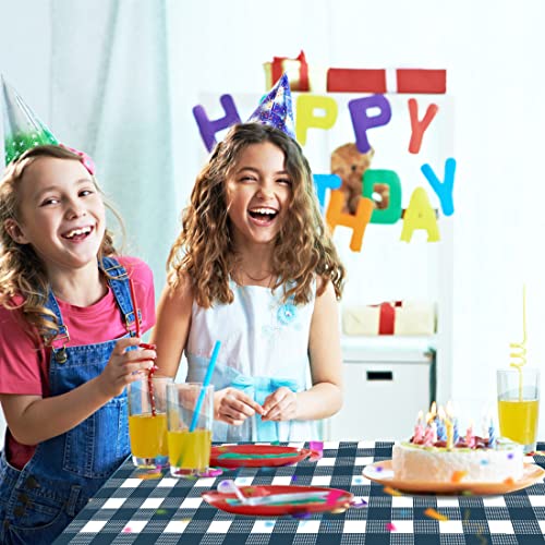 Image of SietDESEO 2 Pack Blue and White Checkered Tablecloth 54 x 108 Blue Gingham Table Cloth Premium Disposable Plastic Picnic Table Cover for Party Birthday Wedding Rectangle Buffalo Plaid Tablecloth